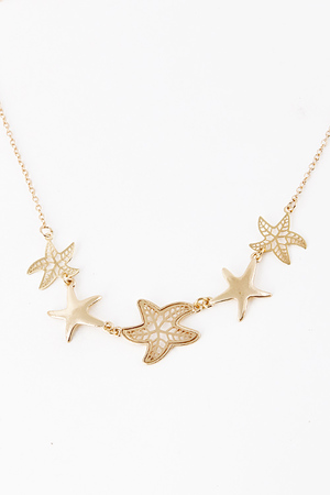 Five Starfish Pendant Linked Chain Necklace 5FBI2